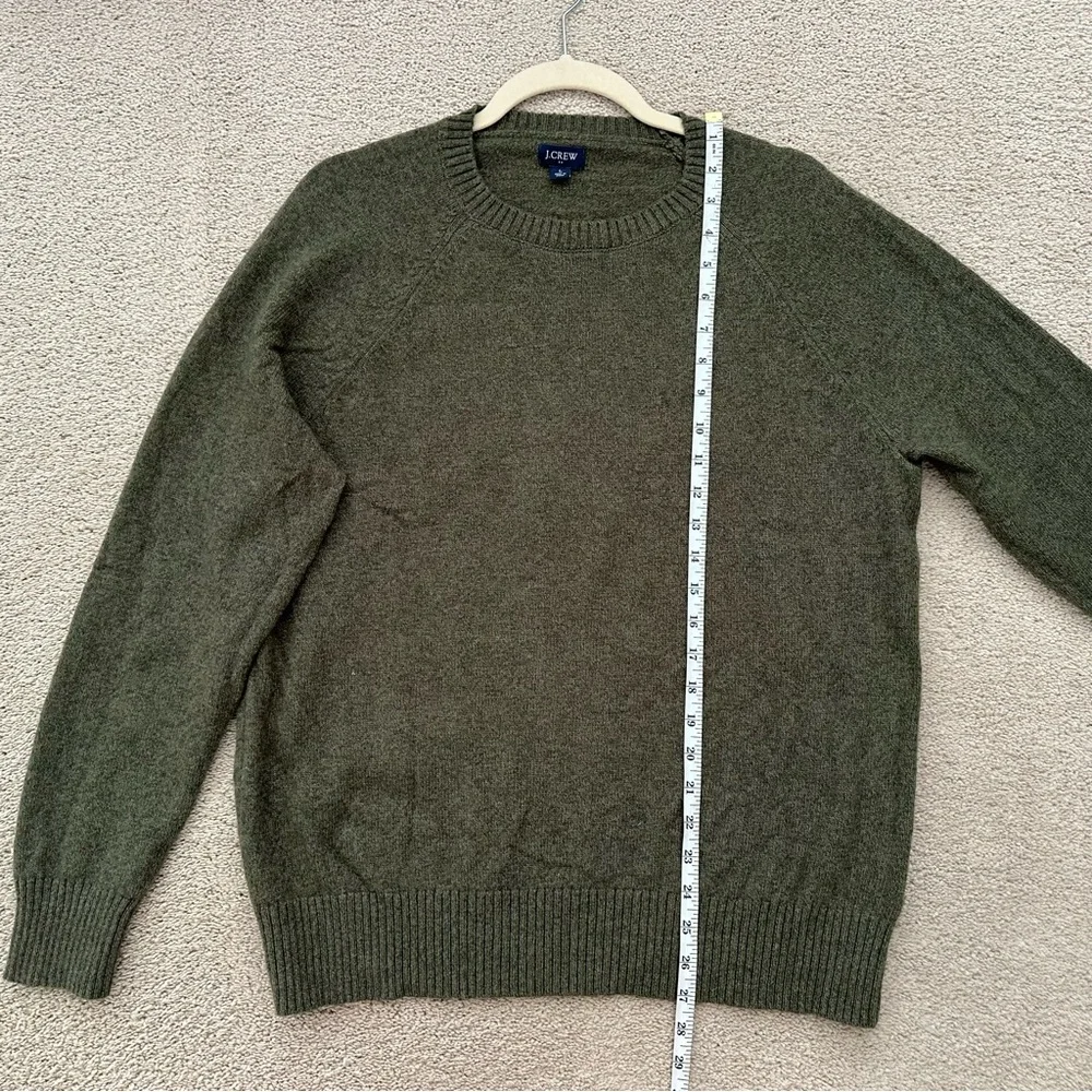 J. Crew Olive Green Crewneck Sweater In Super Soft Lambswool Blend